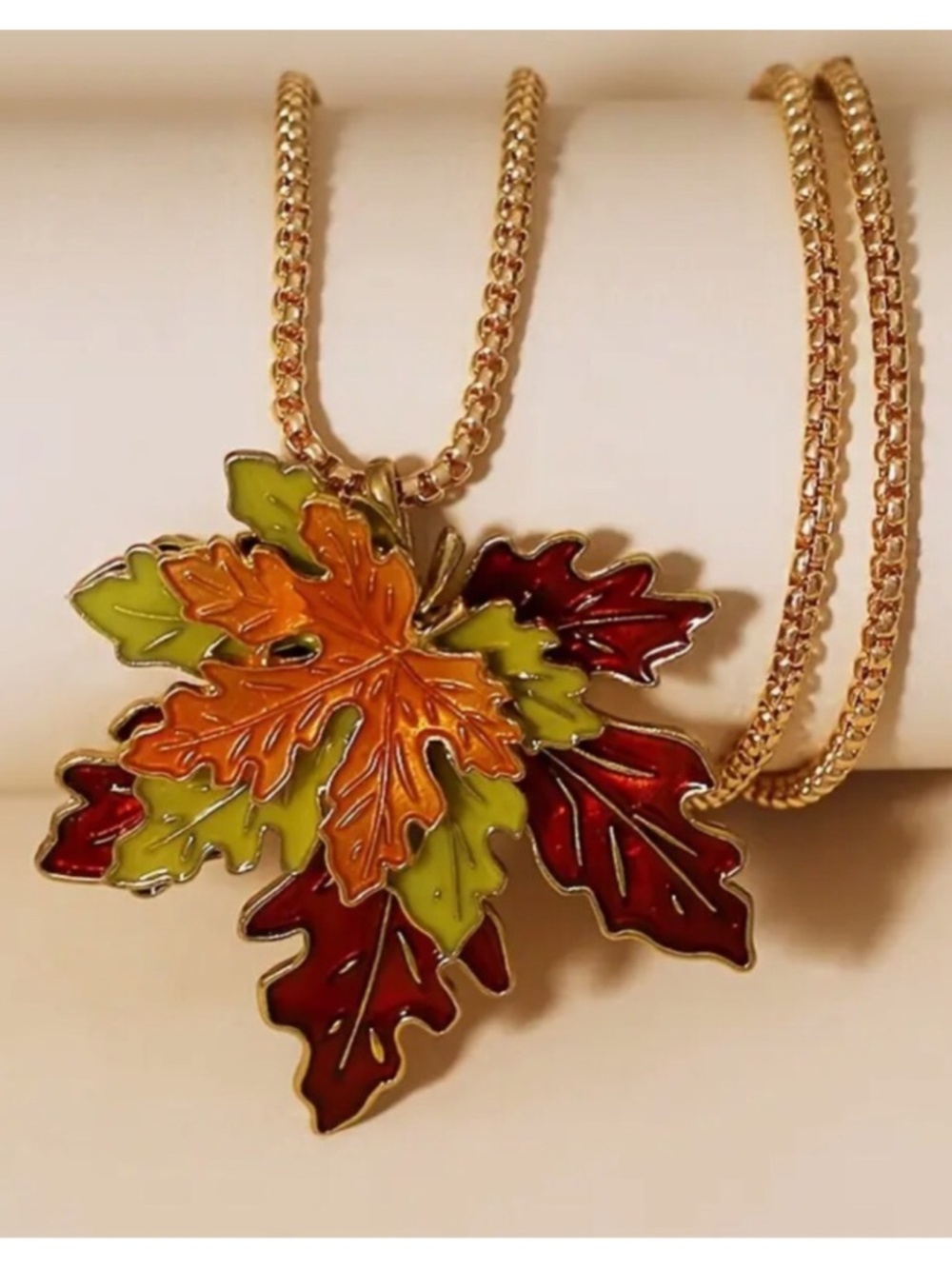Maple Leaf Colorful Necklace with Gift Box
